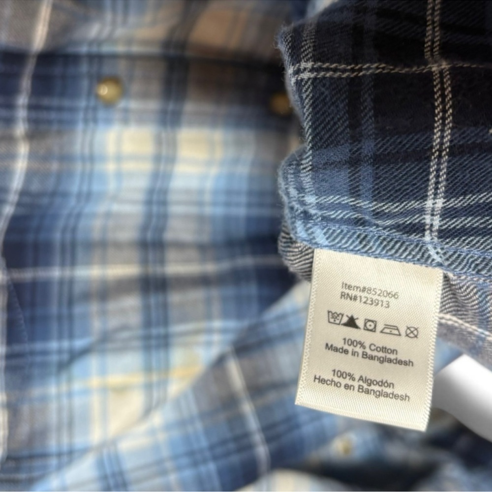 Jachs Girlfriend Blue Plaid Flannel Button Down Shirt | Cotton Western Style - Picture 6 of 7